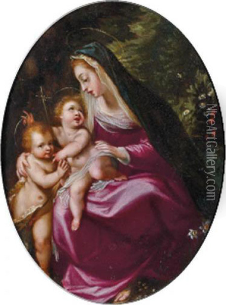Vierge A L'enfant Avec Saint Jean-baptiste Oil Painting - Denys Fiammingo Calvaert