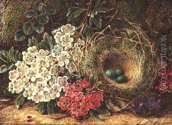 Still life with bird's nest Oil Painting - George Clare
