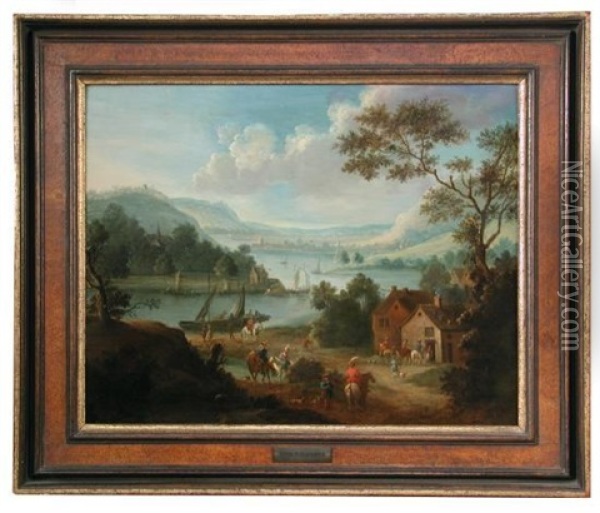 Lake Scene Oil Painting - Adriaen Frans Boudewyns the Elder