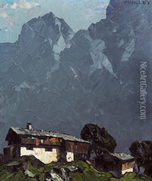Haus Im Gebirge Oil Painting - Oskar Mulley