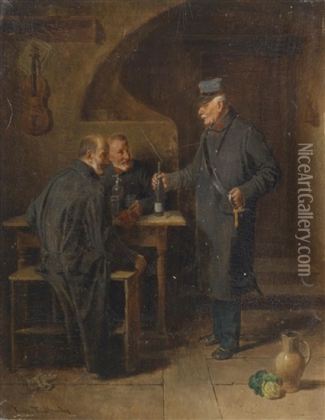 Veteranen Oil Painting - Friedrich Ritter von Malheim Friedlaender