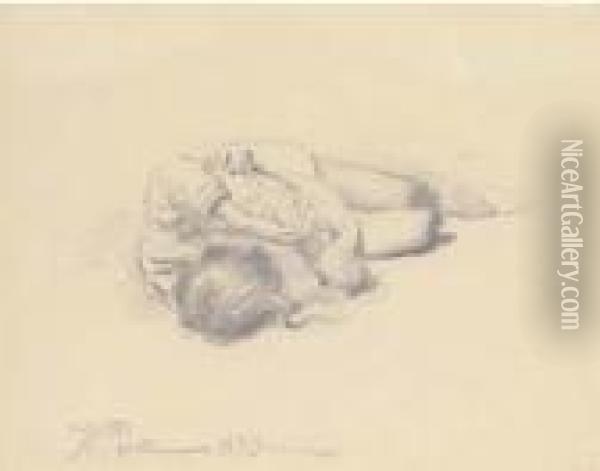 Study Of A Sleeping Child Oil Painting - Ilya Efimovich Efimovich Repin
