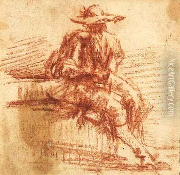 A seated Man Oil Painting - Giovanni Battista Piranesi
