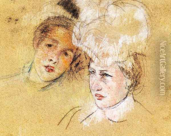 Heads Of Leontine And A Friend Oil Painting - Mary Cassatt