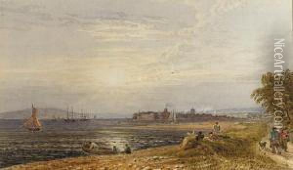 Isle Of Wight From Plymouth Oil Painting - George Jnr Barrett