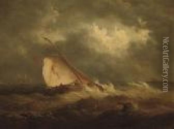 Caught In A Squall Oil Painting - John Moore Of Ipswich
