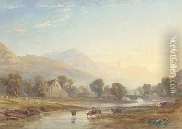 On the Glaslyn, North Wales Oil Painting - Anthony Vandyke Copley Fielding