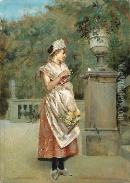 The Flower Girl Oil Painting - Adolfo Bacci