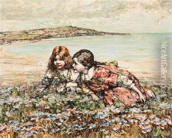 Girls At Brighouse Bay Oil Painting - Edward Atkinson Hornel