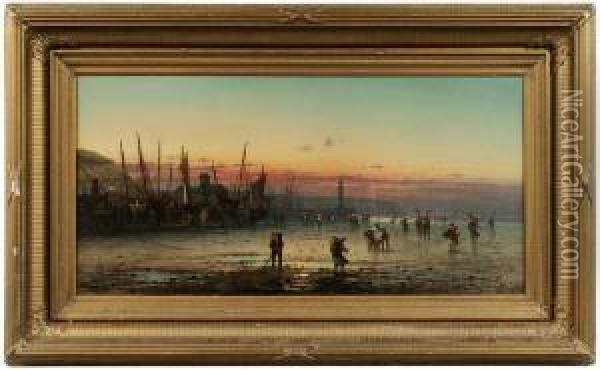 Clam Diggers At Low Tide Oil Painting - Louis Timmermans