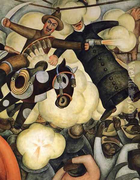 The Burning of the Judases Detail 1923 to 24 Oil Painting - Diego Rivera