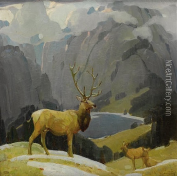 In The Tetons Oil Painting - William Herbert Dunton