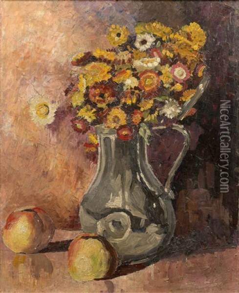 Vase De Fleurs Oil Painting - Jean Peske