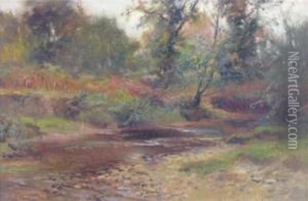 A River Landscape Oil Painting - Frederik Golden Short