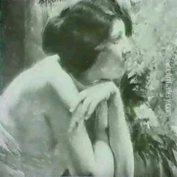 Jeune Femme Pensive Oil Painting - Albert Besnard