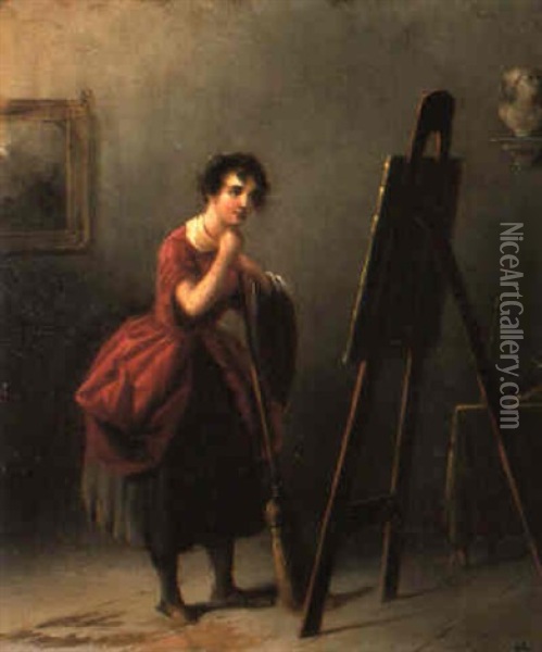 Artist's Studio - The Critic Oil Painting - Alfred Jacob Miller