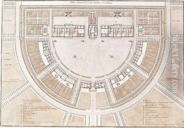 General plan of the salt works in the ideal city of Chaux Oil Painting - Claude Nicolas Ledoux