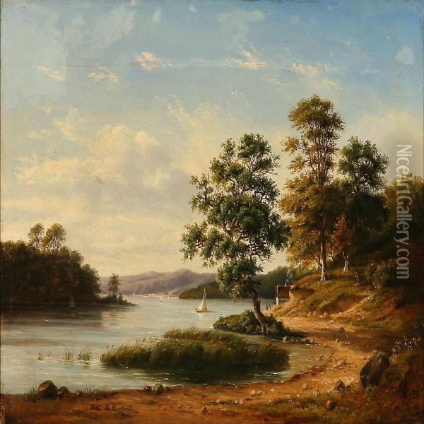 Summerday By A Fiord Oil Painting - Ida Marie Margrethe Heerfordt