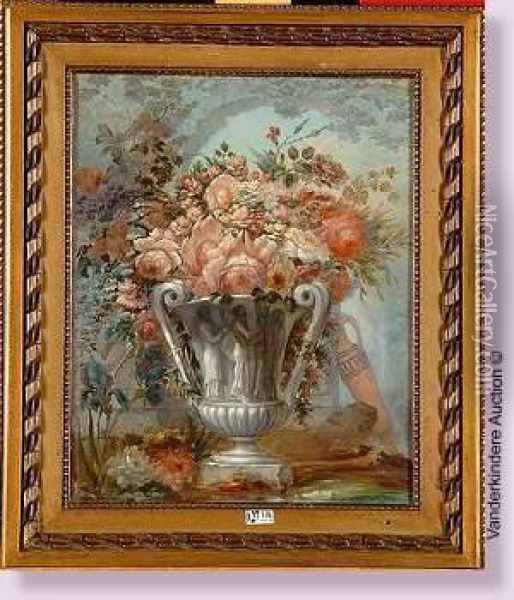 Vase De Fleurs Oil Painting - A Dabancourt