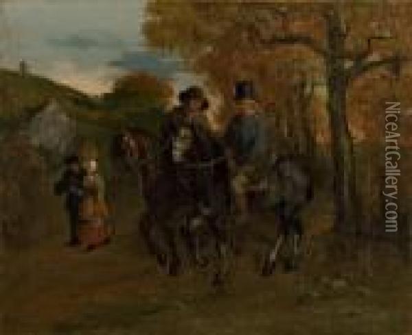 Paysans De Flagey Revenant De La Foire Oil Painting - Gustave Courbet