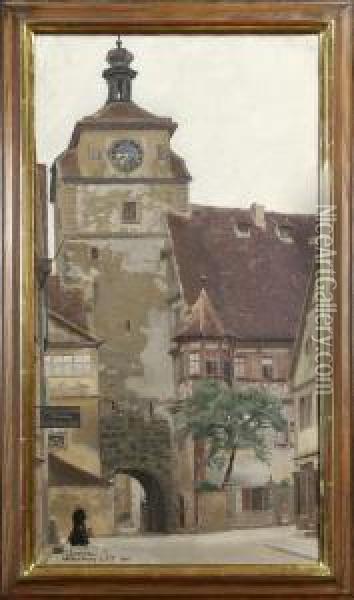 Tillskriven: Rothenburg, Signerad E Osterman Rothenburg 1896 Oil Painting - Emil Osterman