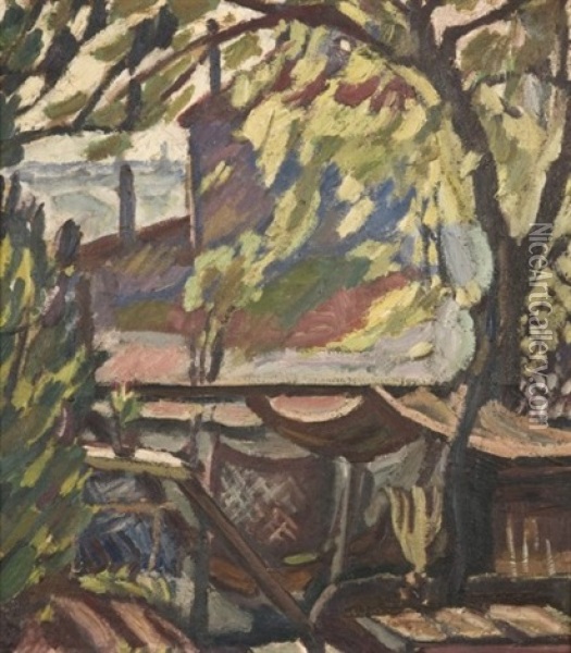 Sous L'arbre Dans Le Jardin (rue Du Pre-saint-gervais) Oil Painting - Maurice Albert Loutreuil