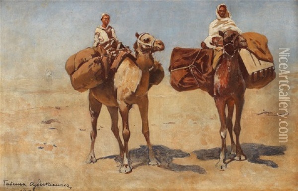 Hamali In Desert Oil Painting - Tadeusz Ajdukiewicz