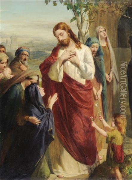 Christ And Martha Oil Painting - Robert Herdman
