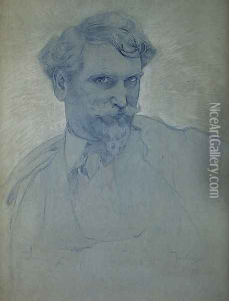 Self Portrait 2 Oil Painting - Alphonse Maria Mucha
