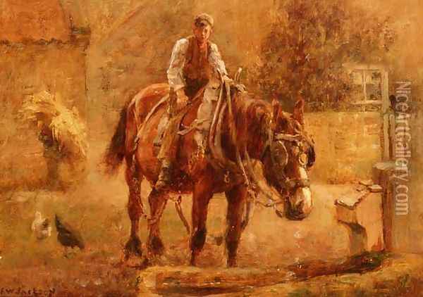 The Drinking Trough Oil Painting - Frederick William Jackson