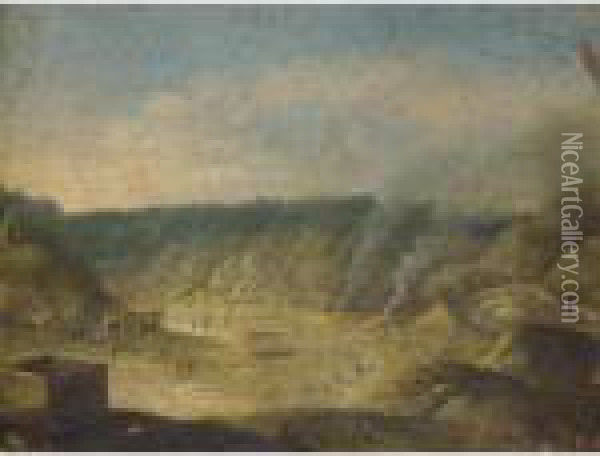 Naples, A View Of The Solfatara Near Pozzuoli Oil Painting - Orazio Grevenbroeck