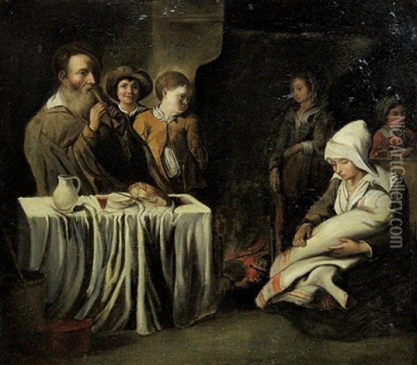 Family Dining Scene Oil Painting - David Teniers Iv