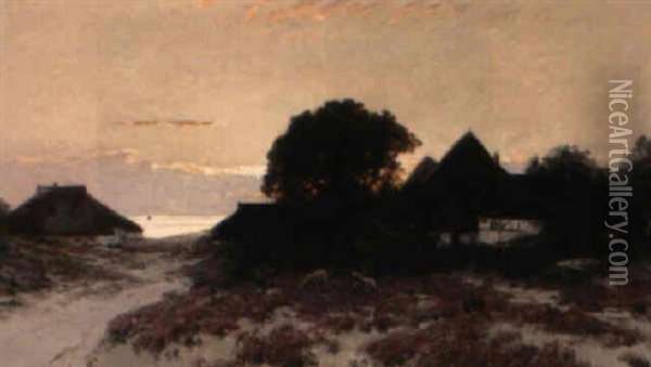 Abendstimmung An Der Ostsee (auf Usedom?) Oil Painting - Walter Moras