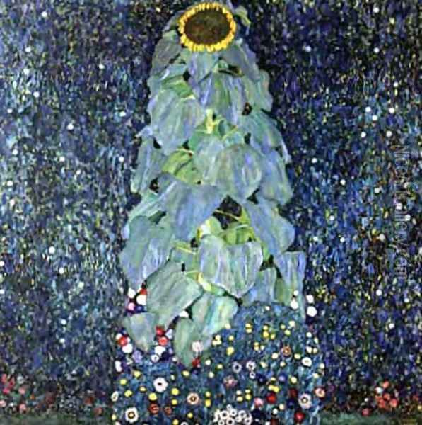 Sunflower Oil Painting - Gustav Klimt