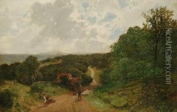 A Sussex Lane Oil Painting - James Peel