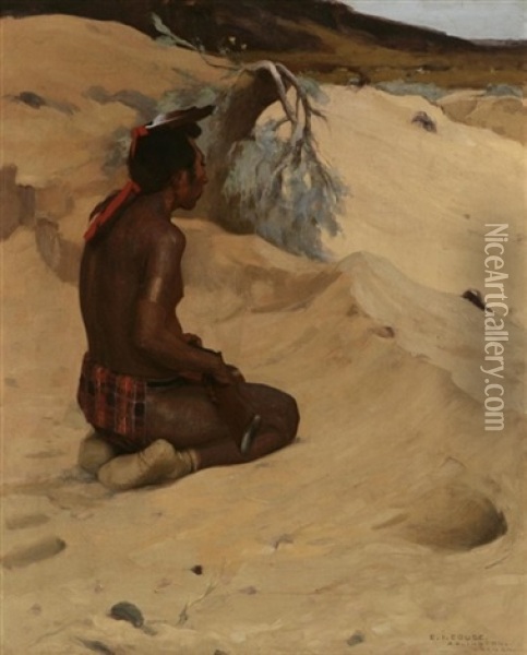The Ambush, Klikitat Indian With Rifle Oil Painting - Eanger Irving Couse