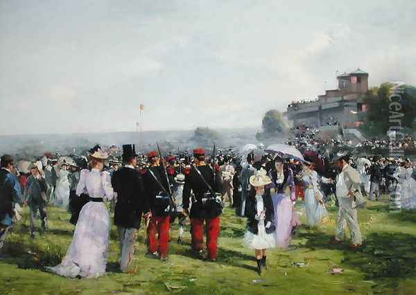 The End of the Races at Auteuil, c.1893 Oil Painting - Alfred Smith