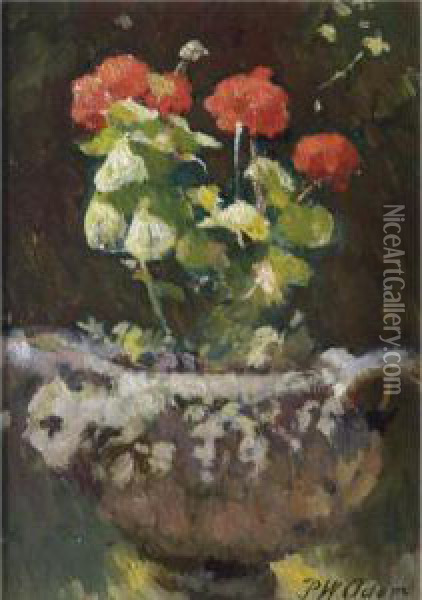 The Geraniums Oil Painting - Patrick William Adam