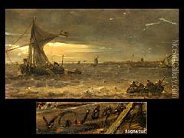 Fischerboote Im Seesturm Oil Painting - Jan van Goyen
