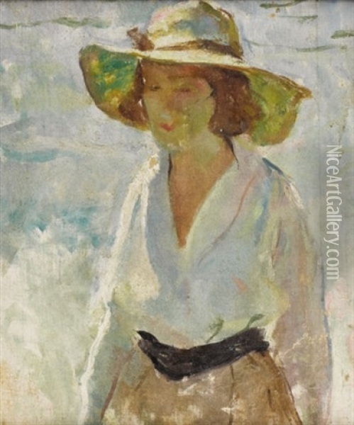 Untitled - Woman With Hat Oil Painting - Charles Webster Hawthorne