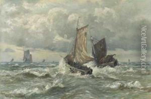 Fischerboote Auf Bewegter See Oil Painting - Carl Fey