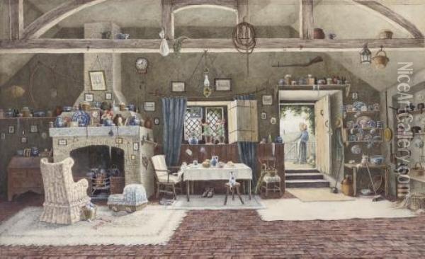 A Cottage Interior Oil Painting - Elizabeth Pearson-Dalby