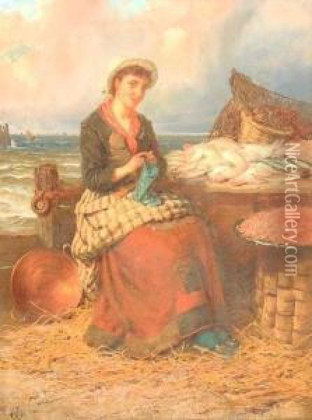 Selling The Catch Oil Painting - Edward Charles Barnes