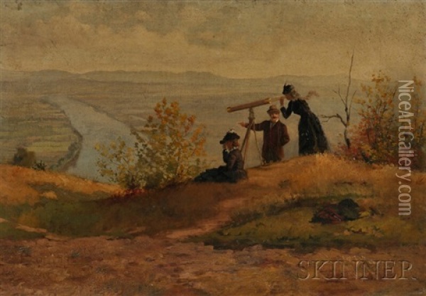 View From Mount Sugarloaf, South Deerfield, Massachusetts Oil Painting - James Wells Champney