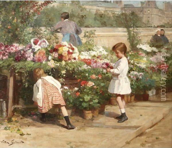 The Young Flower Seller Oil Painting - Victor-Gabriel Gilbert