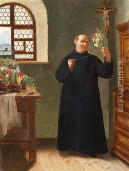 Der Blumenliebhaber Oil Painting - Hermann Beyfus