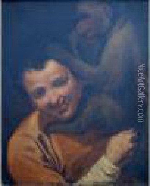 Man With A Monkey Oil Painting - Annibale Carracci