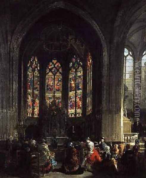 The Chapel of the Virgin at the Eglise Saint Gervais Paris Oil Painting - Prosper Lafaye or Lafait
