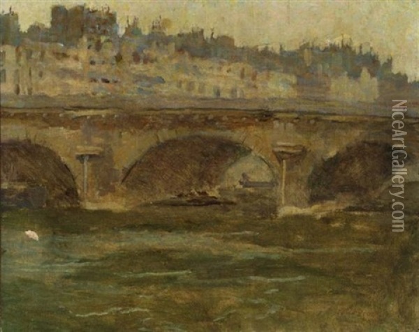 View Of The Pont Neuf, Paris Oil Painting - Frank Edwin Scott