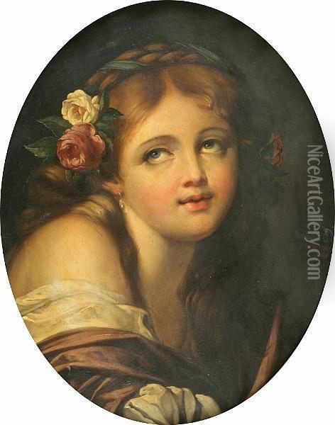 Young Beauties: Two Oil Painting - Jean Baptiste Greuze